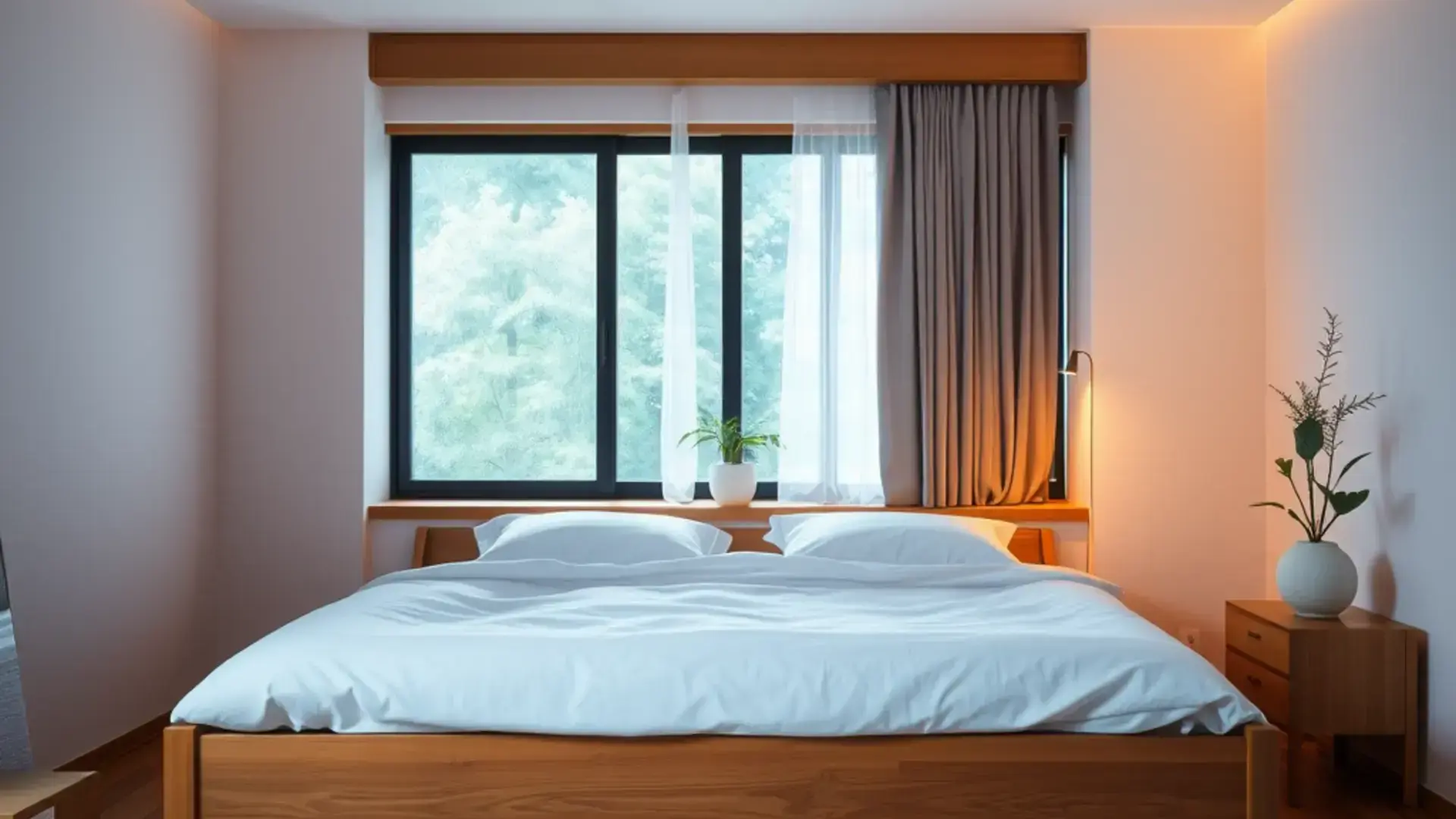 現代的な日本の寝室、上質な家具が並ぶ部屋